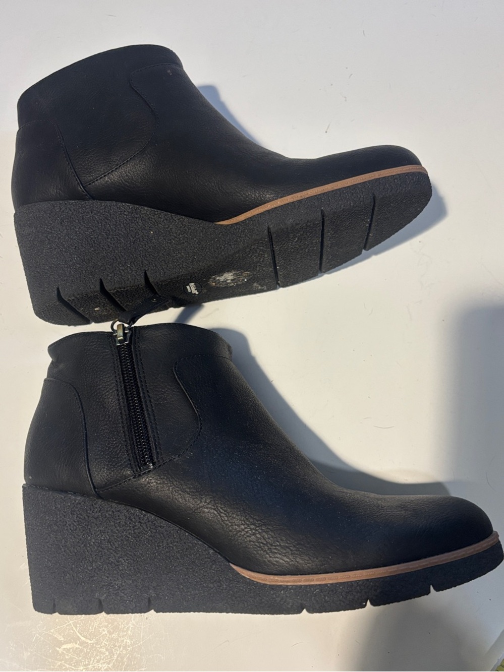 Dr. Scholl's Black Wedge Ankle Boots with Side Zip